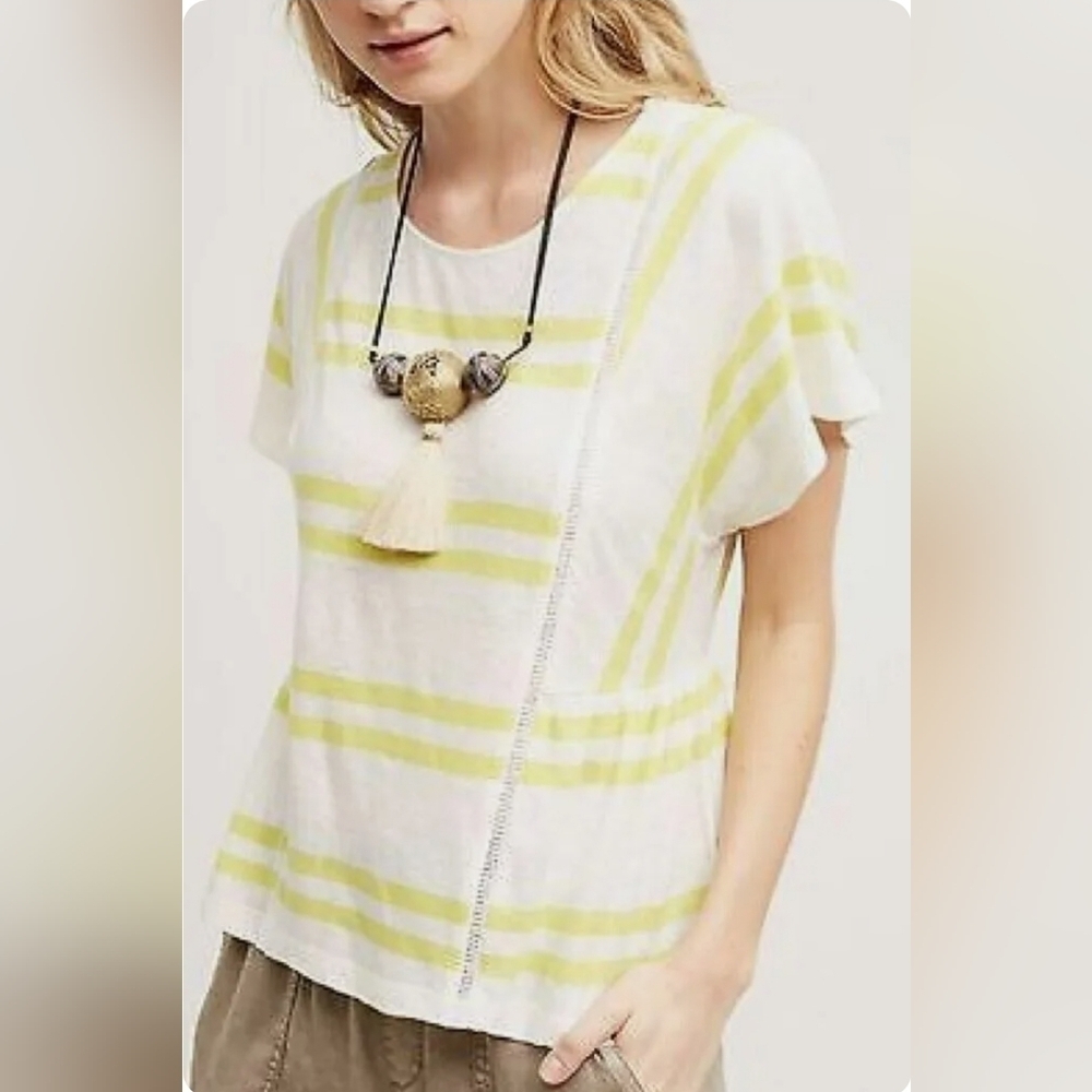 Yellow and White Anthropologie Top